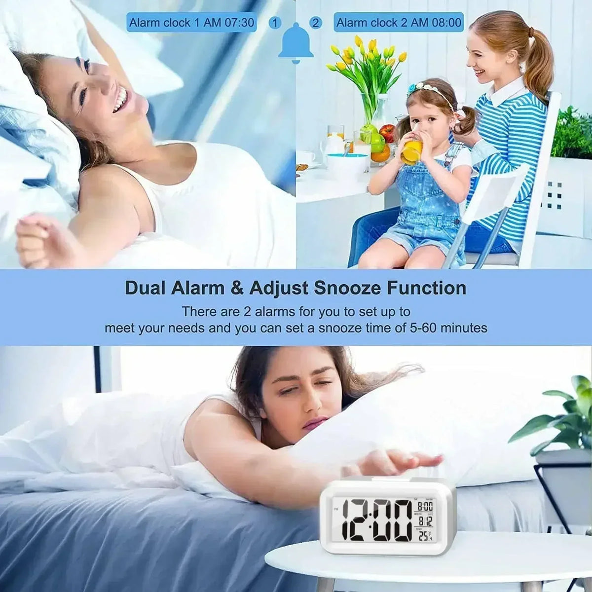 SmartGlow Digital Alarm Clock
