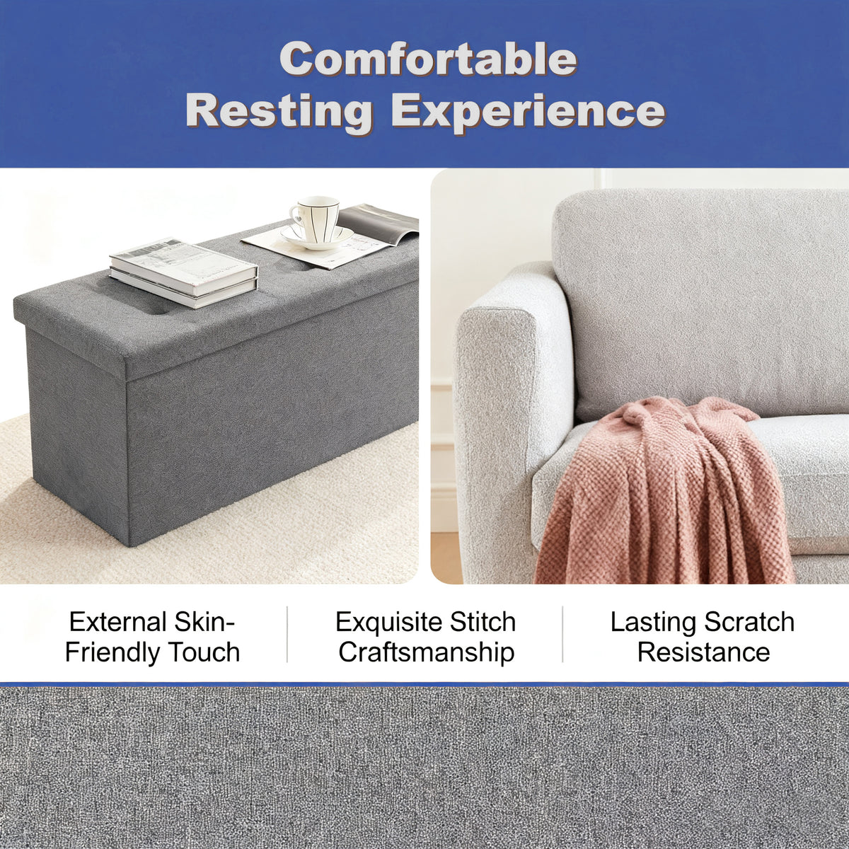 Foldable Storage Ottoman Bench
