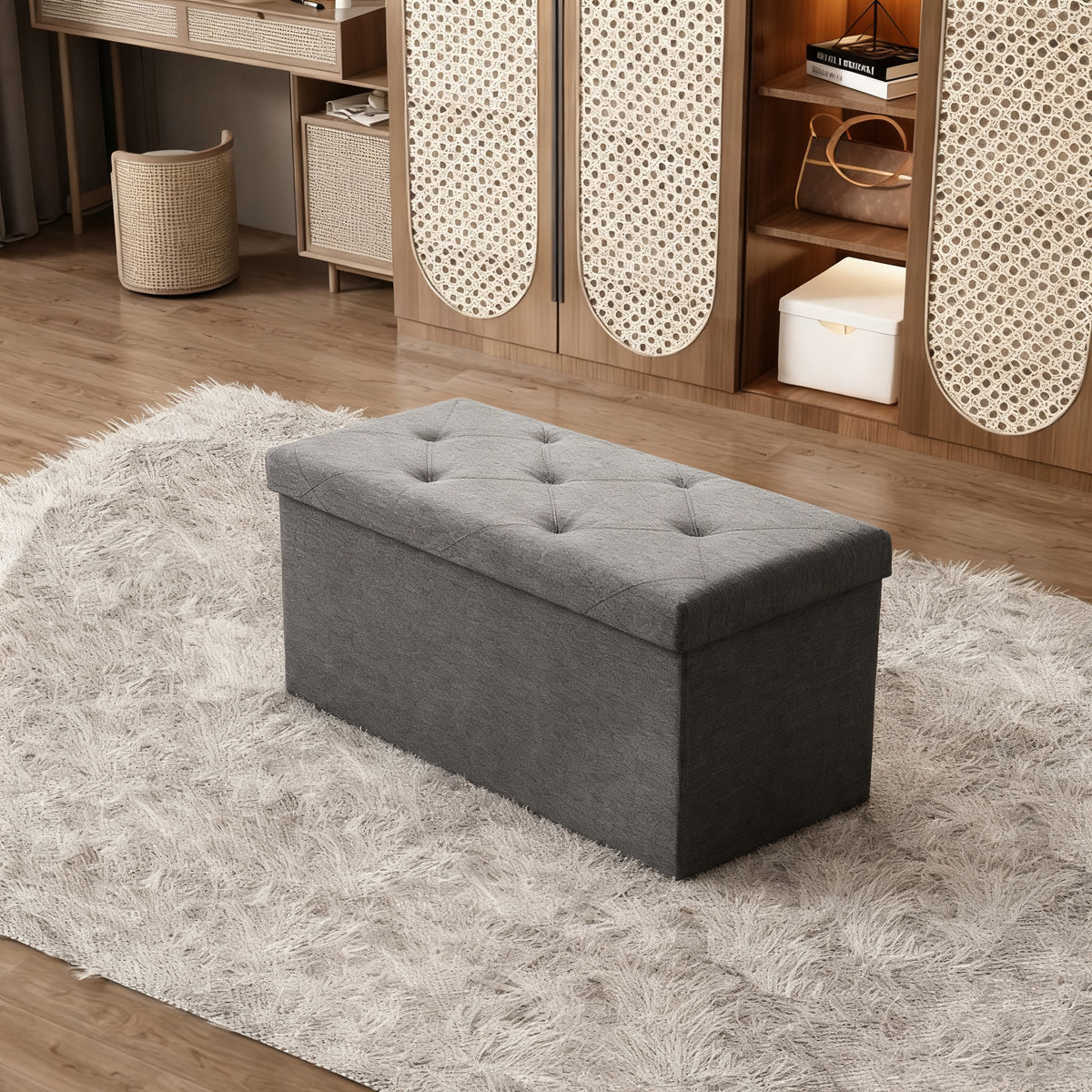 Foldable Storage Ottoman Bench