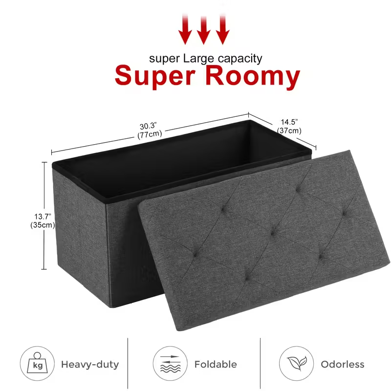 Foldable Storage Ottoman Bench