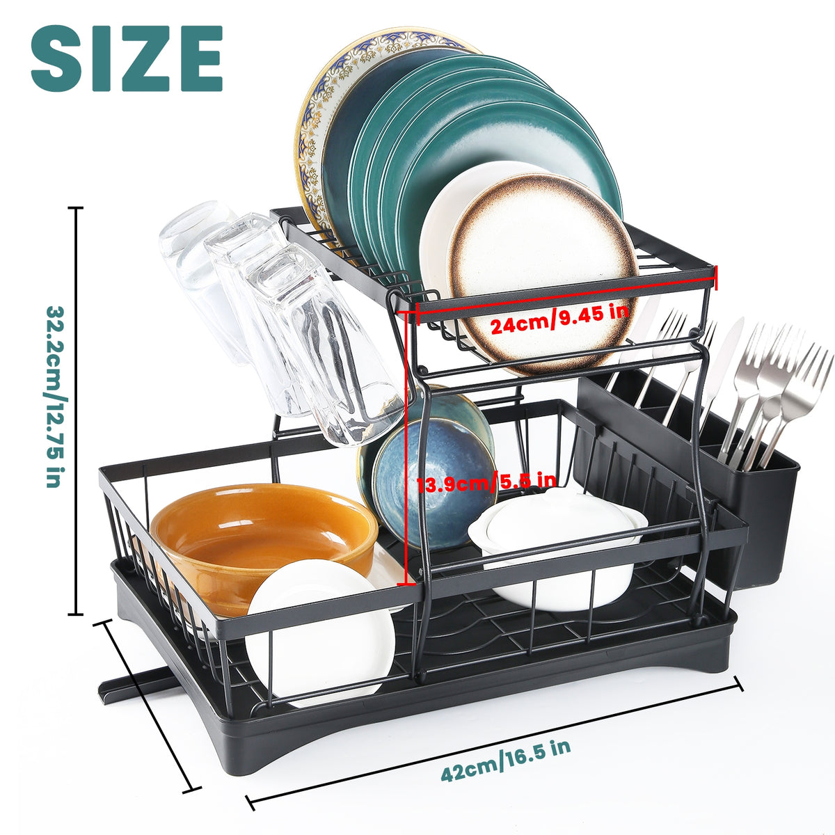2-Tier Large Dish Drying Rack