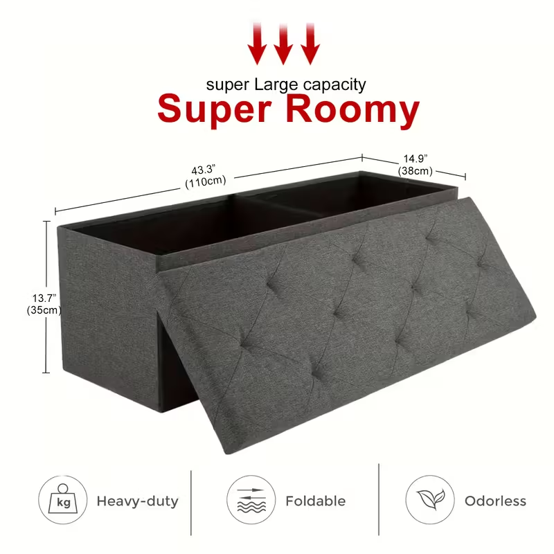 Foldable Storage Ottoman Bench