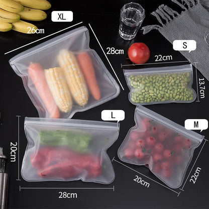5PC Reusable Silicone Food Storage Bags
