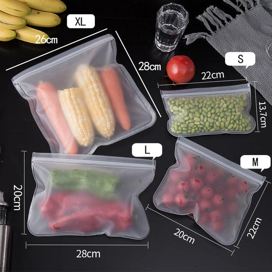 5PC Reusable Silicone Food Storage Bags
