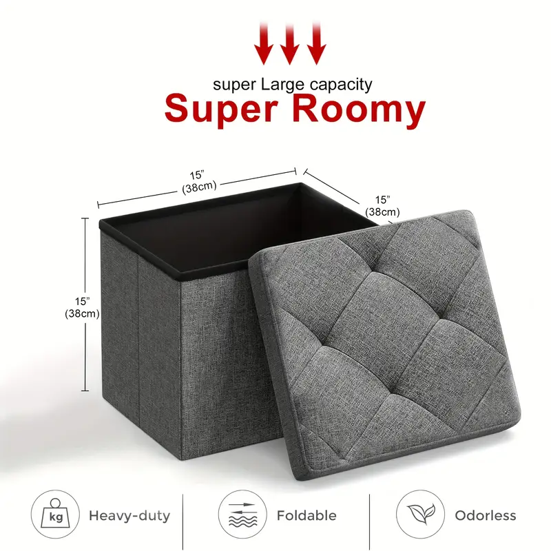 Foldable Storage Ottoman Bench